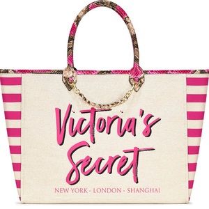 •NWT• Victoria's Secret Large White+Pink Tote